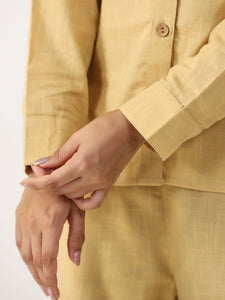 Beige Solid Night Suit