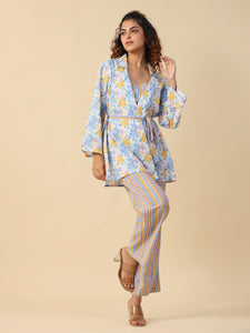 Cotton Printed 3 PEICE Night Suit Set with Pyjama