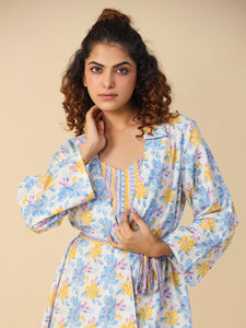 Cotton Printed 3 PEICE Night Suit Set with Pyjama