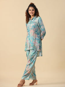 Turqoise muslin co-ord set