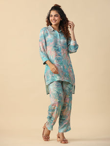 Turqoise muslin co-ord set