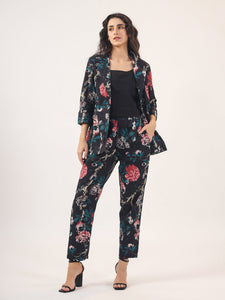 BLACK FLORAL  Cotton Night SUIT