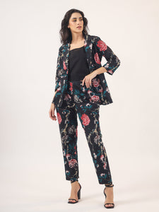 BLACK FLORAL  Cotton Night SUIT