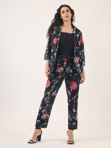 BLACK FLORAL  Cotton Night SUIT