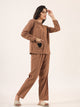 Brown solid Cotton Night SUIT