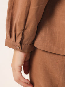 Brown solid Cotton Night SUIT