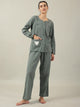 Grey solid Cotton Night SUIT