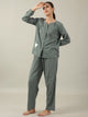 Grey solid Cotton Night SUIT