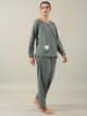 Grey solid Cotton Night SUIT