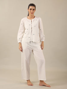 WHITE DAISY Cotton Night SUIT