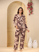 Brown Printed Full sleeves Cotton Night suit