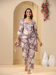 Lilac Cotton Printed 3 PEICE Night Suit Set with Pyjama