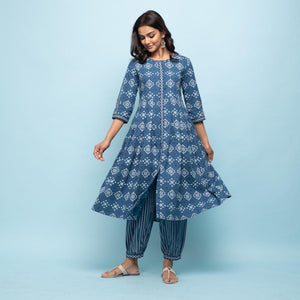 Rang Deep Women Set of Indigo Cotton Kurta with Palazzo