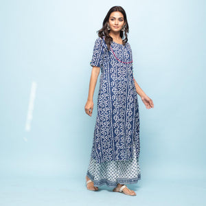 Rang Deep Women Set of Indigo Cotton Kurta with Palazzo