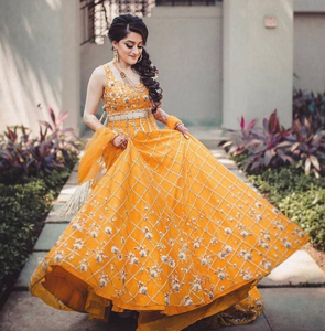 Mustard Graceful Lehnga Choli With Dupatta