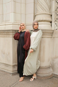 Saya Balloon Sleeve Abaya - Berry Red