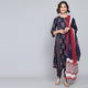 Rang Deep Midnight Blue  Print Cotton Set of Kurti With Pant & Dupatta