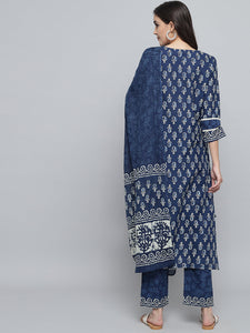 RangDeep Women set Indigo Blue Booti Print Kurta Set