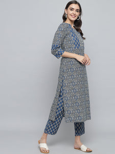 RangDeep Women set Indigo Blue Printed Kurta Set