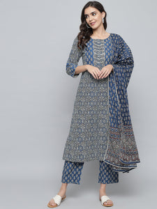 RangDeep Women set Indigo Blue Printed Kurta Set