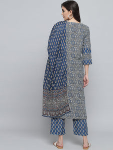 RangDeep Women set Indigo Blue Printed Kurta Set