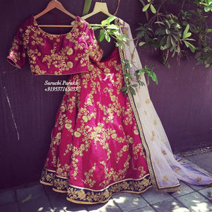 Magenta Stunning Semi-Stitched Lehnga Choli With Dupatta