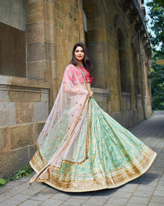 Red & Green Adoring Lehnga Choli With Dupatta