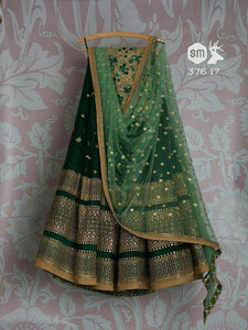 Green Blooming Lehnga Choli With Dupatta