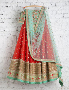 Red & Green Exculsivse Lehnga Choli With Dupatta