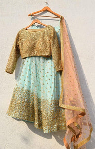 Firozi Modern Lehnga Choli With Dupatta