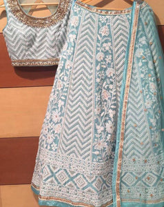 Embroidered Light Blue Marvellous Lehnga Choli With Dupatta