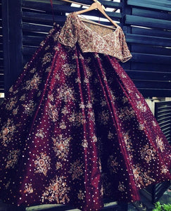 Maroon Impressive Lehnga Choli With Dupatta