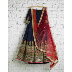 Blue & Red Adoring Lehnga Choli With Dupatta