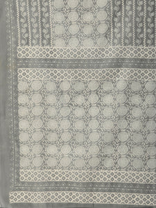 Women Grey Ethnic Motifs Printed Beads and Stones Pure Cotton Kurta with Trousers & With Dupatta