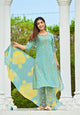 Women Olive Green Ethnic Motifs Printed Sequinned Pure Cotton Kurta with Trousers & With Dupatta