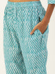 Women Sea Green Ethnic Motifs Printed Mirror Work Pure Cotton Kurta with Trousers & With Dupatta